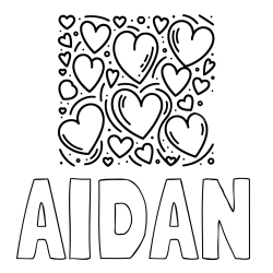 AIDAN Coloring Page and Free Printable Coloring Page of Hearts