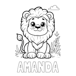 Online Created Coloring Page - AMANDA Coloring Page and Cute Baby Lion Coloring Page
