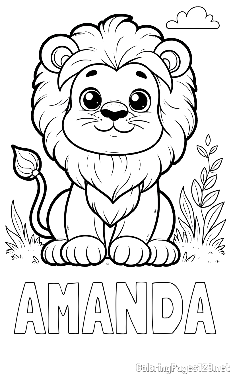 AMANDA Coloring Page and Cute Baby Lion Coloring Page