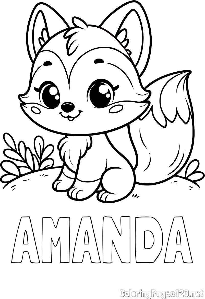 AMANDA Coloring Page and Cute Fox Coloring Page