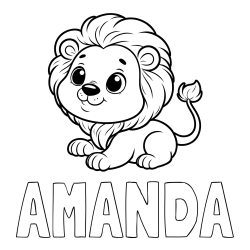Online Created Coloring Page - AMANDA Coloring Page and Playful Baby Lion Coloring Page