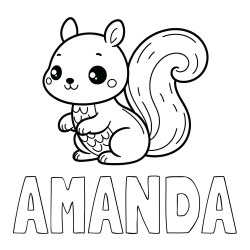 Online Created Coloring Page - AMANDA Coloring Page and Simple Coloring Page of a Squirrel