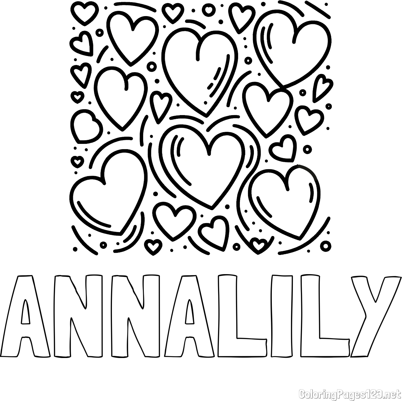 ANNALILY Coloring Page and Free Printable Coloring Page of Hearts