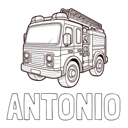 ANTONIO Coloring Page and Free Coloring Page of a Fire Truck