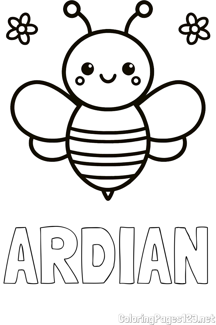 ARDIAN Coloring Page and Children's Bee Coloring Page