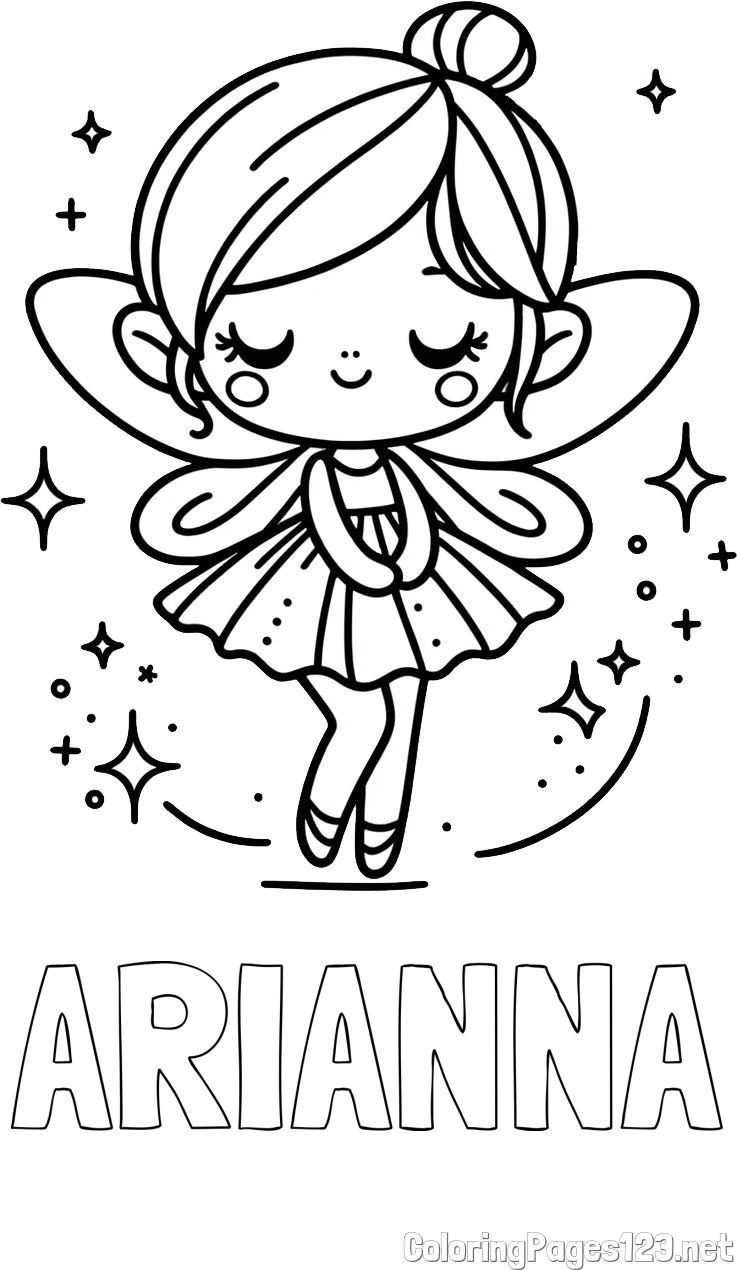 ARIANNA Coloring Page and Children's Coloring Page of a Magical Fairy