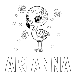 Online Created Coloring Page - ARIANNA Coloring Page and Coloring Page of a Cute Flamingo with Flowers