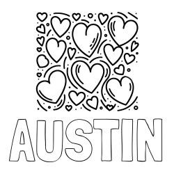 AUSTIN Coloring Page and Free Printable Coloring Page of Hearts