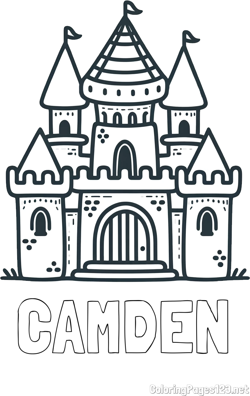 CAMDEN Coloring Page and Beautiful Castle Coloring Page for Kids