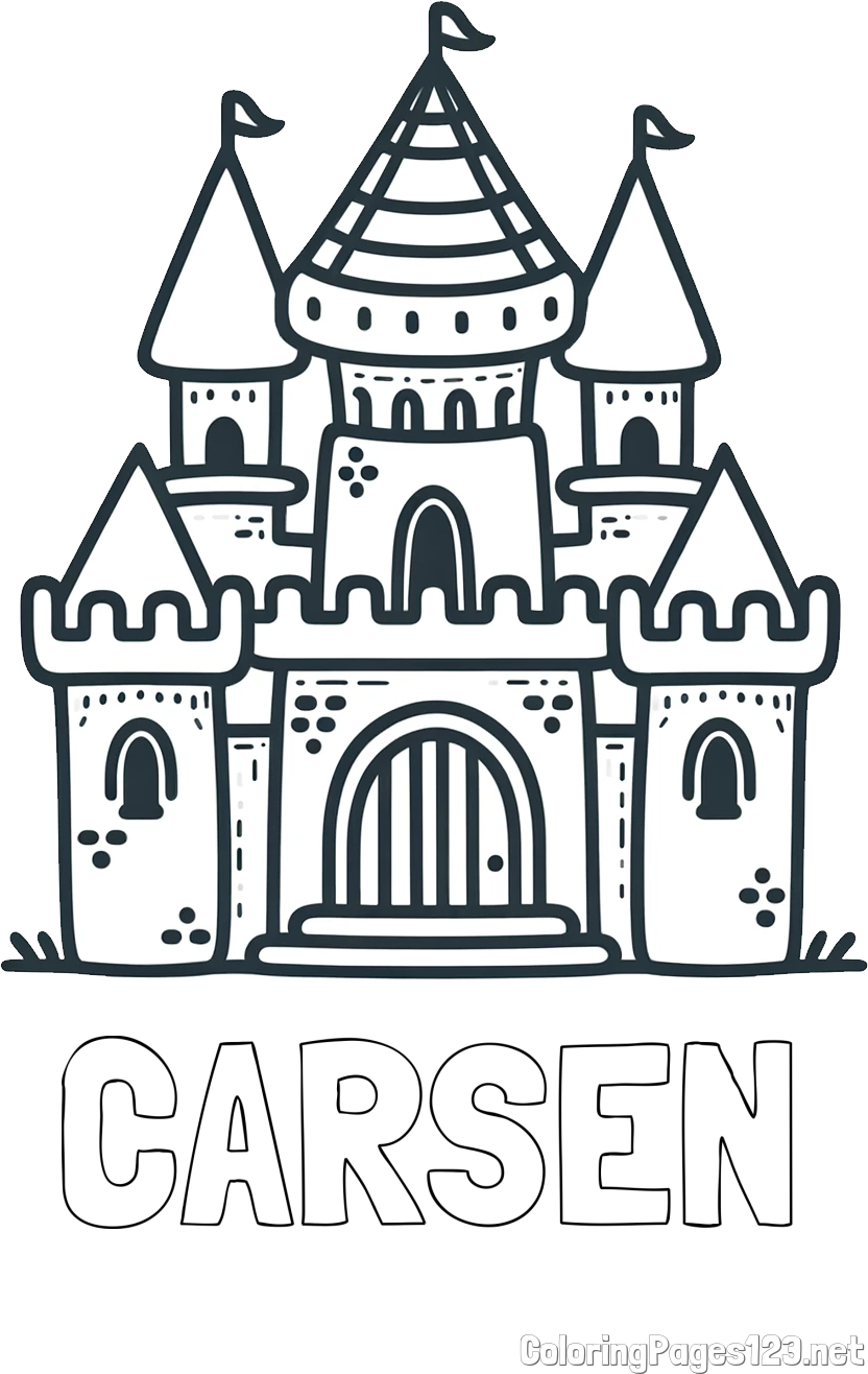 CARSEN Coloring Page and Beautiful Castle Coloring Page for Kids