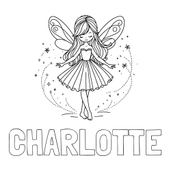 Online Created Coloring Page - CHARLOTTE Coloring Page and Coloring Page of a Cute Magical Fairy