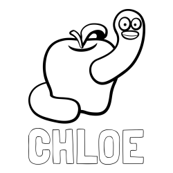 Online Created Coloring Page - CHLOE Coloring Page and Apple and Smiling Worm Coloring Page