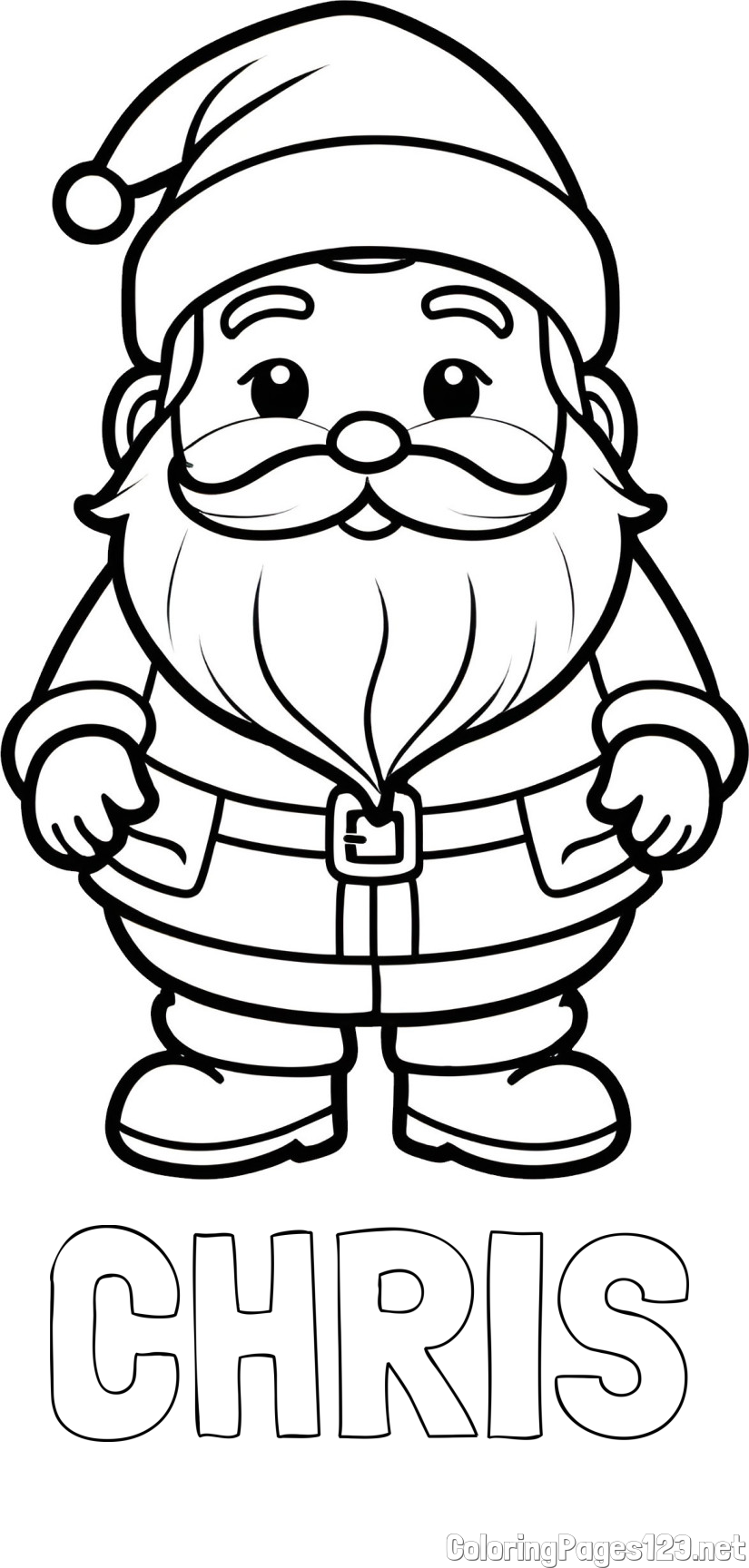 CHRIS Coloring Page and Adorable Santa Claus Coloring Page