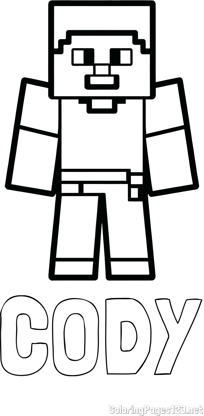 CODY Coloring Page and Minecraft Steve Coloring Page