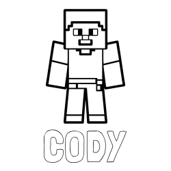 Online Created Coloring Page - CODY Coloring Page and Minecraft Steve Coloring Page
