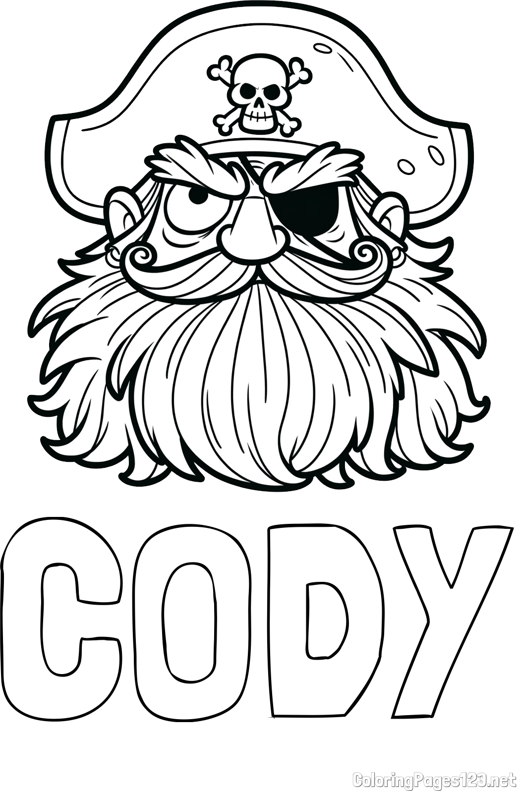 CODY Coloring Page and Old Pirate Coloring Page for Kids