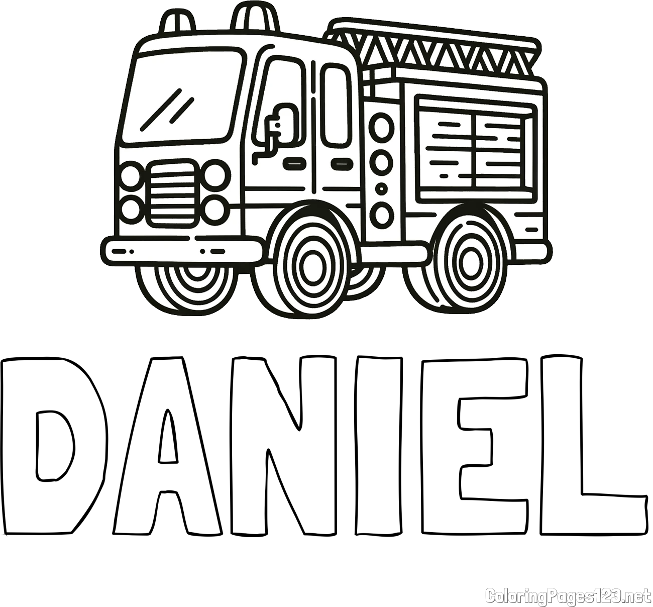 DANIEL Coloring Page and Coloring page of a fire truck