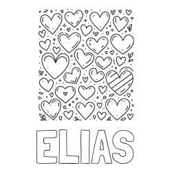 ELIAS Coloring Page and Children's Coloring Page of Many Hearts