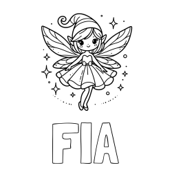 Online Created Coloring Page - FIA Coloring Page and Children's Coloring Page of a Wonderful Fairy