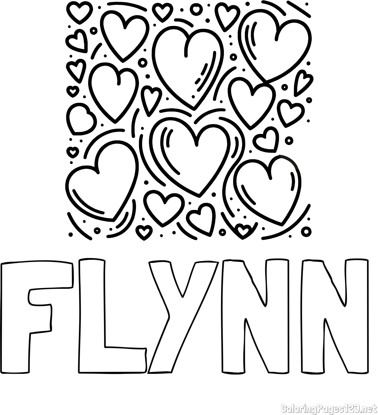 FLYNN Coloring Page and Free Printable Coloring Page of Hearts