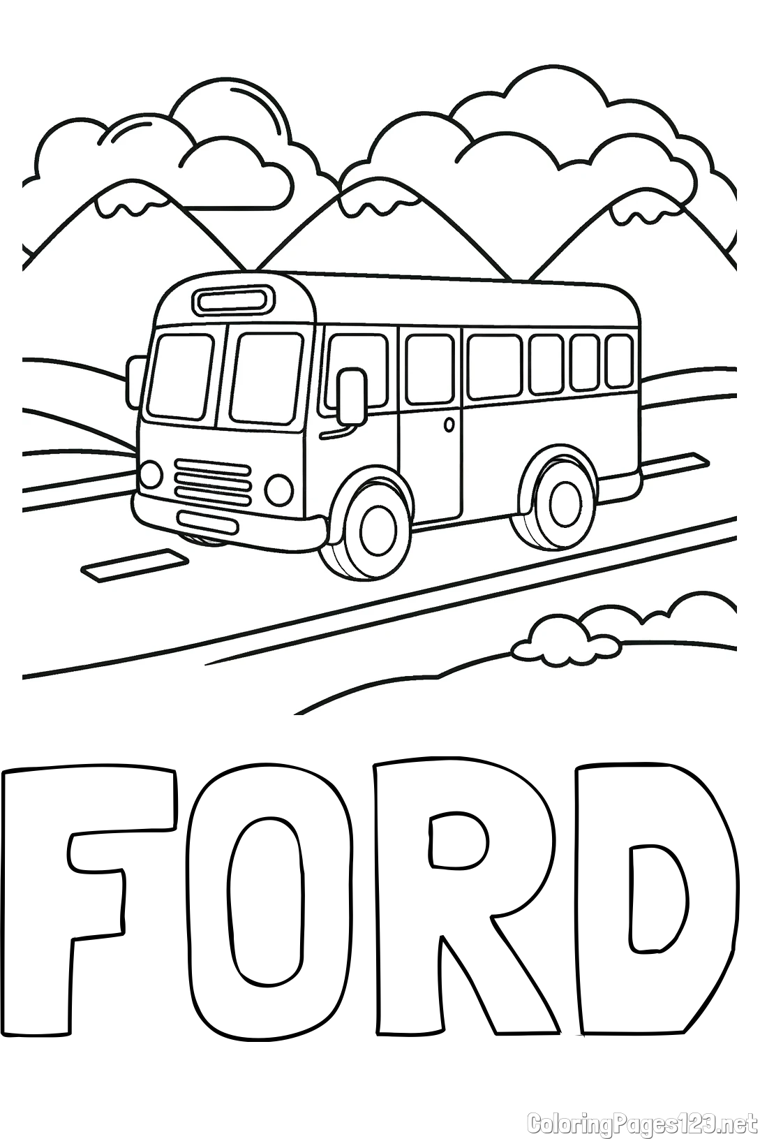 FORD Coloring Page and Free Printable Coloring Page of a School Bus