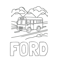 Online Created Coloring Page - FORD Coloring Page and Free Printable Coloring Page of a School Bus