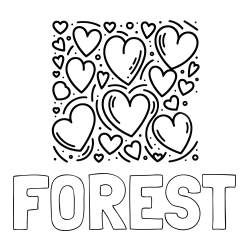 FOREST Coloring Page and Free Printable Coloring Page of Hearts