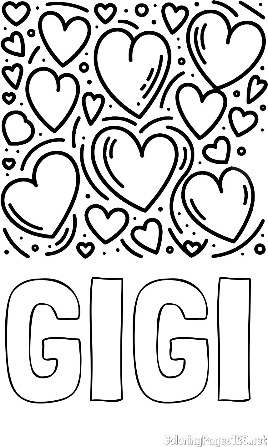 GIGI Coloring Page and Free Printable Coloring Page of Hearts