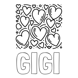 Online Created Coloring Page - GIGI Coloring Page and Free Printable Coloring Page of Hearts