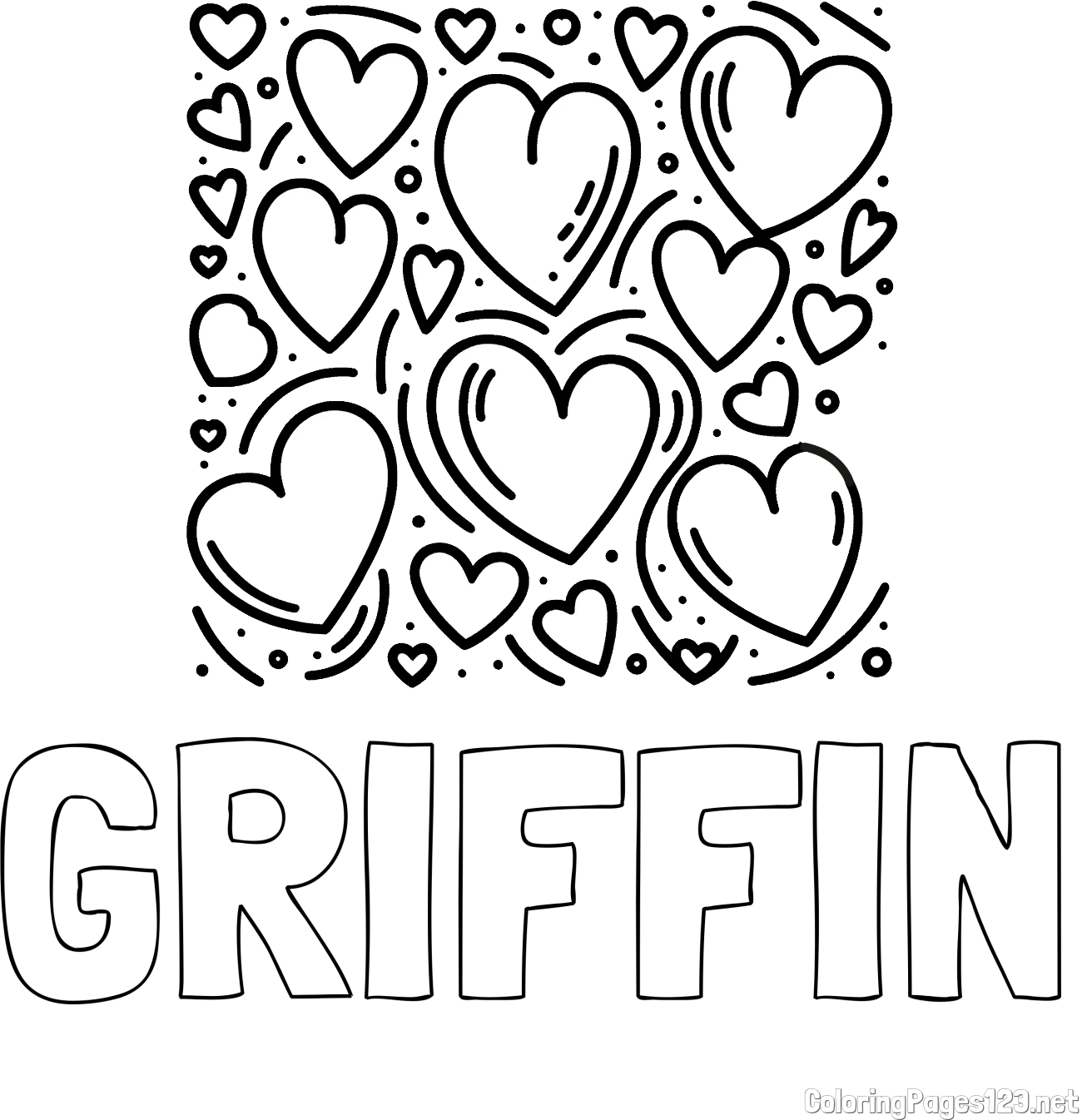GRIFFIN Coloring Page and Free Printable Coloring Page of Hearts