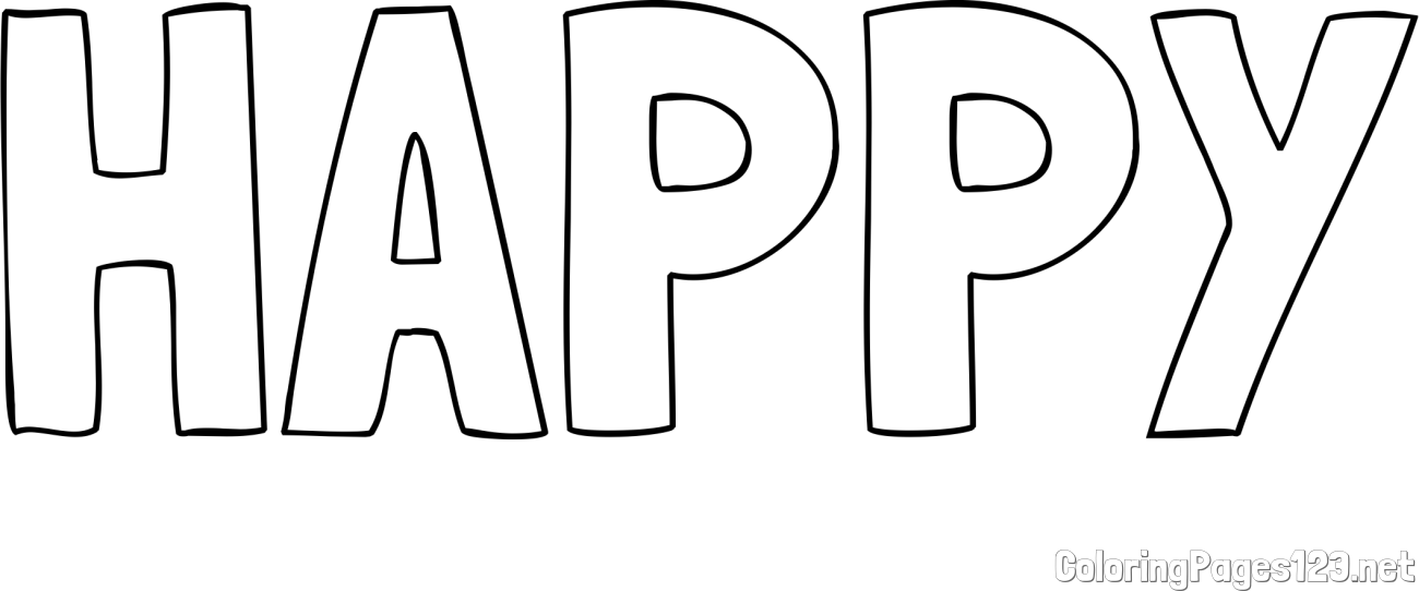 HAPPY Coloring Page
