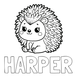 Online Created Coloring Page - HARPER Coloring Page and Cute Hedgehog Coloring Page