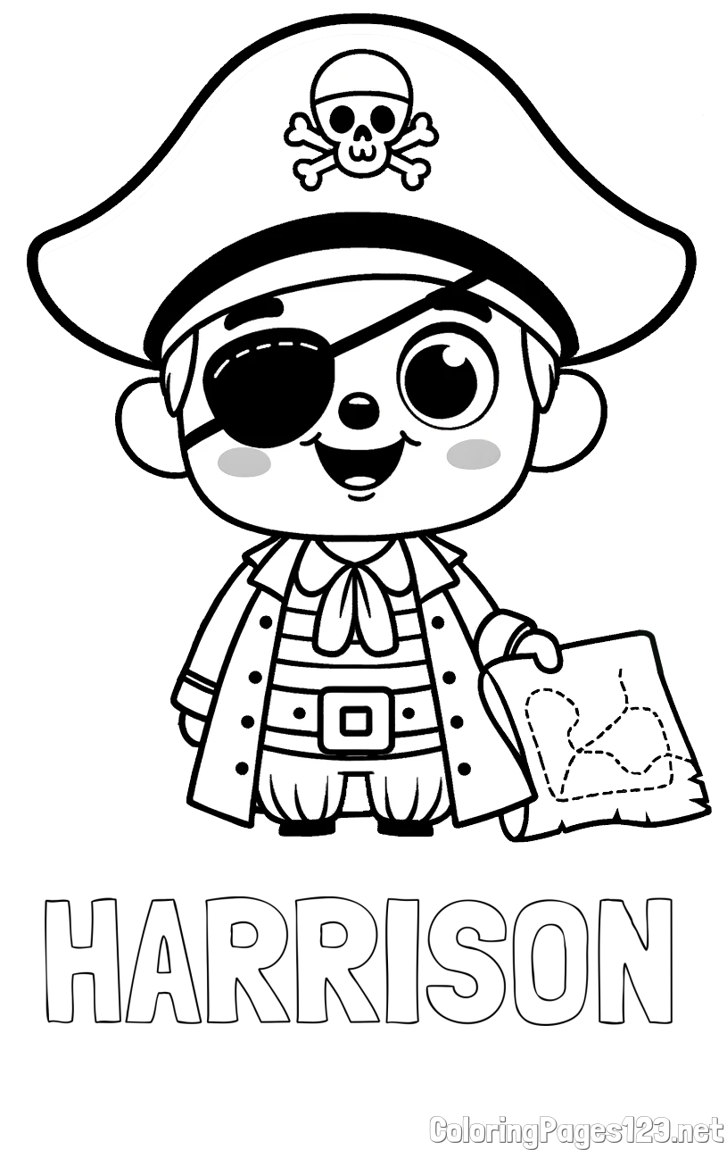 HARRISON Coloring Page and Cute Pirate Coloring Page