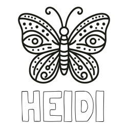 HEIDI Coloring Page and Butterfly Coloring Page (Simple)