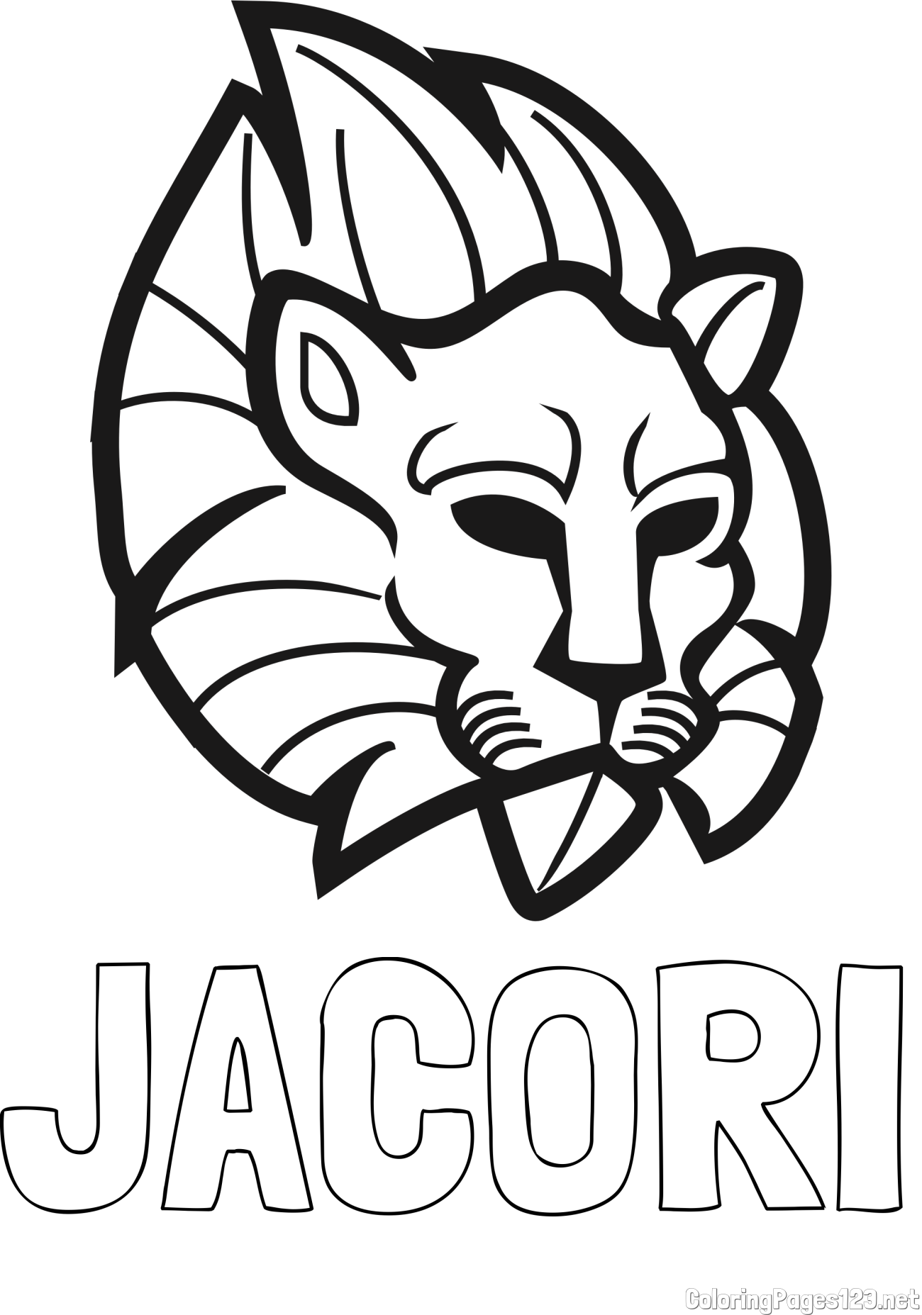 JACORI Coloring Page and Abstract Lion Face Coloring Page