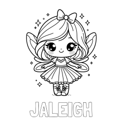 Online Created Coloring Page - JALEIGH Coloring Page and Coloring Page of a Magical Fairy with a Cute Face