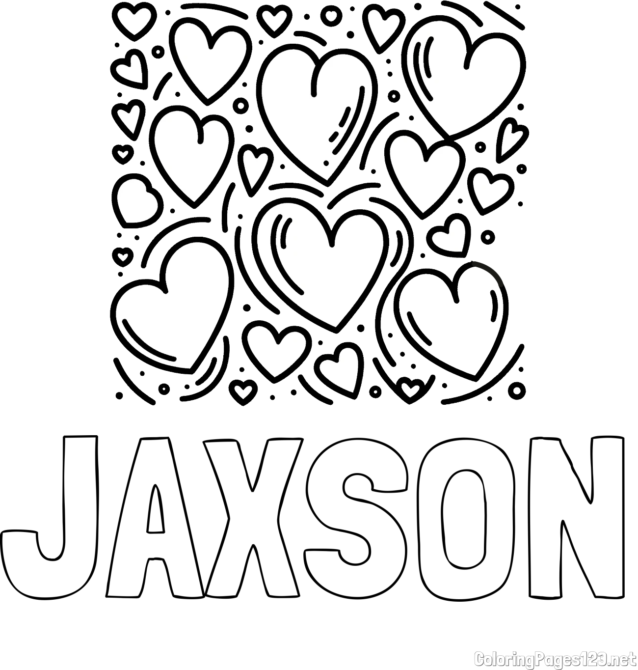 JAXSON Coloring Page and Free Printable Coloring Page of Hearts