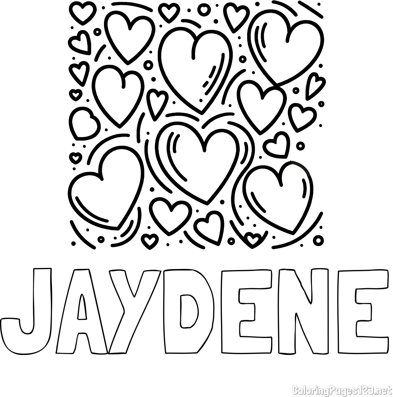 JAYDENE Coloring Page and Free Printable Coloring Page of Hearts
