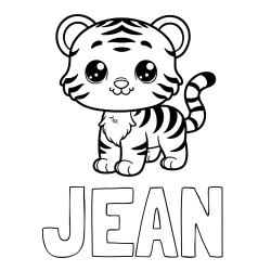 JEAN Coloring Page and Cute Tiger Cub Coloring Page