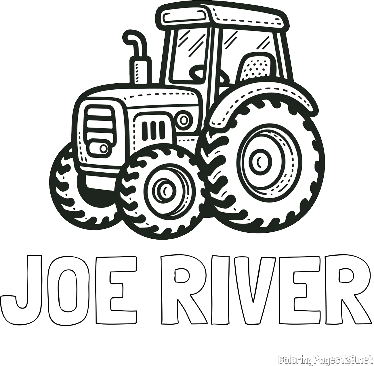 JOE RIVER Coloring Page and Beautiful Tractor Coloring Page
