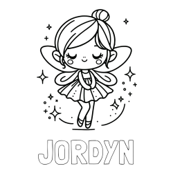 Online Created Coloring Page - JORDYN Coloring Page and Children's Coloring Page of a Magical Fairy