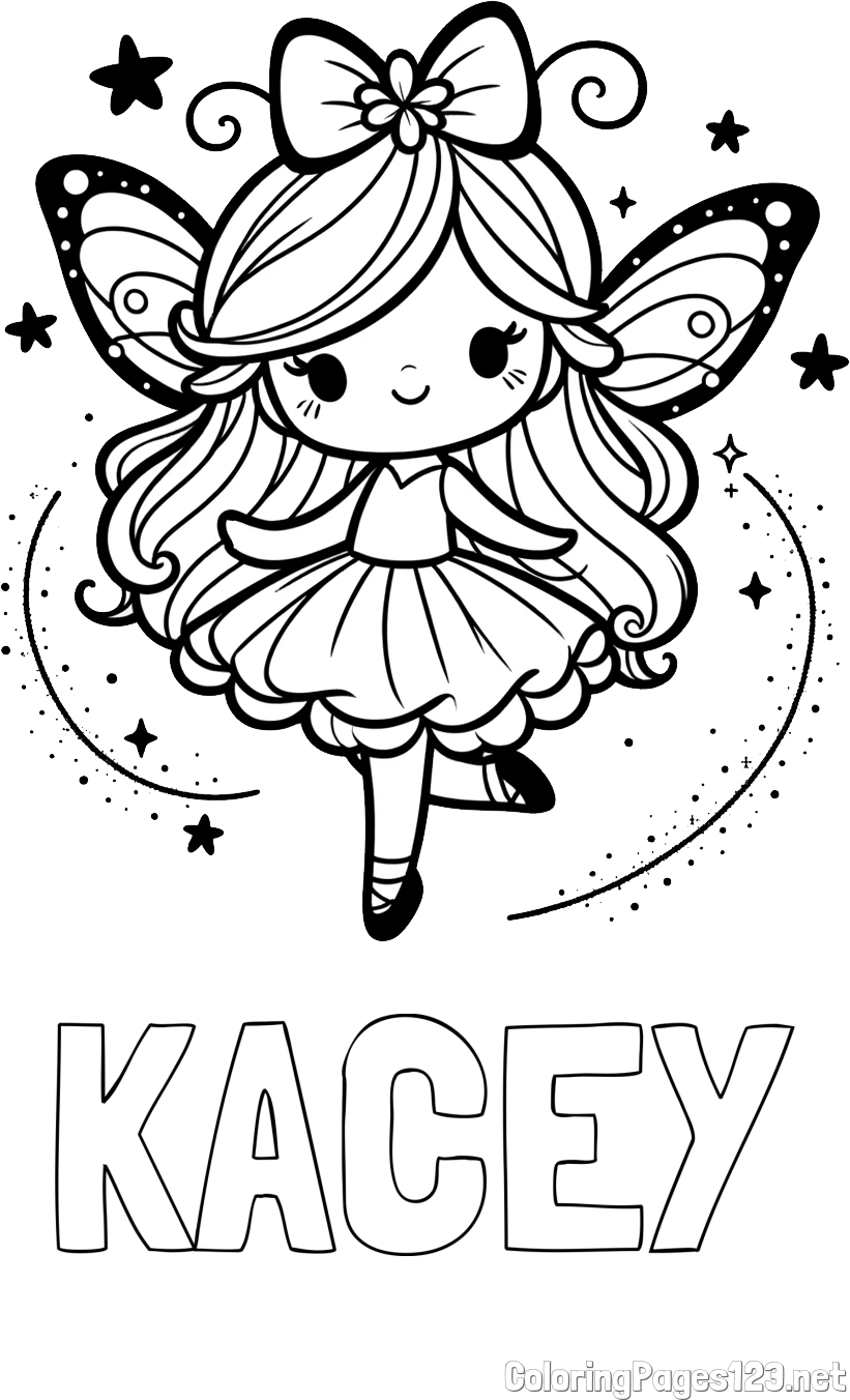 KACEY Coloring Page and Cute Magical Fairy