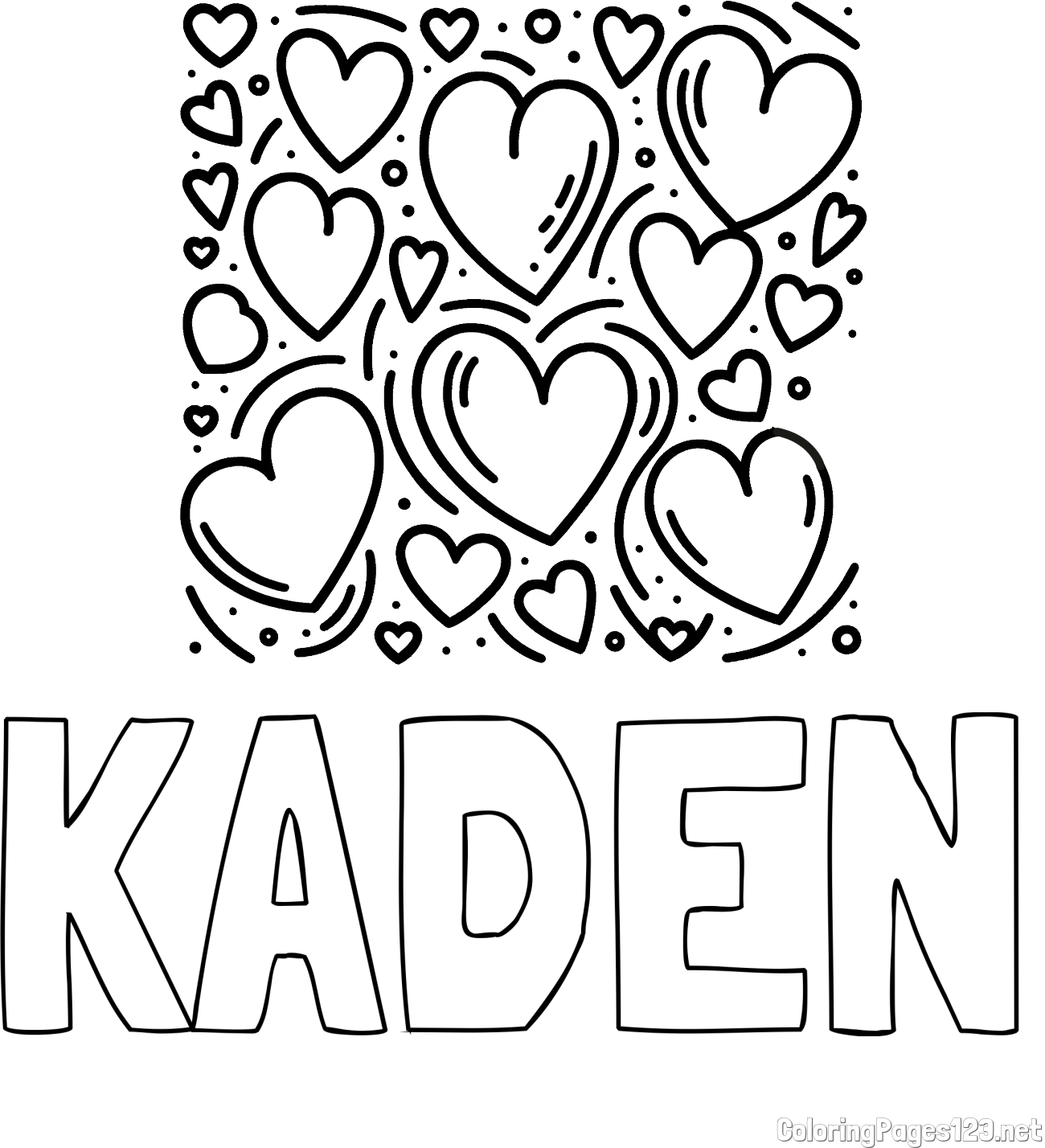 KADEN Coloring Page and Free Printable Coloring Page of Hearts