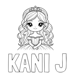 KANI J Coloring Page and Coloring Page of a Cute Princess with Big Eyes