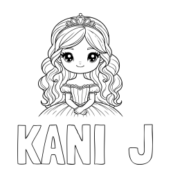 KANI  J Coloring Page and Coloring Page of a Cute Princess with Big Eyes