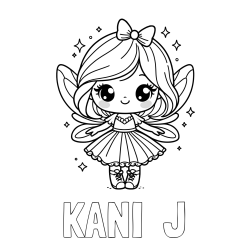KANI  J Coloring Page and Coloring Page of a Magical Fairy with a Cute Face