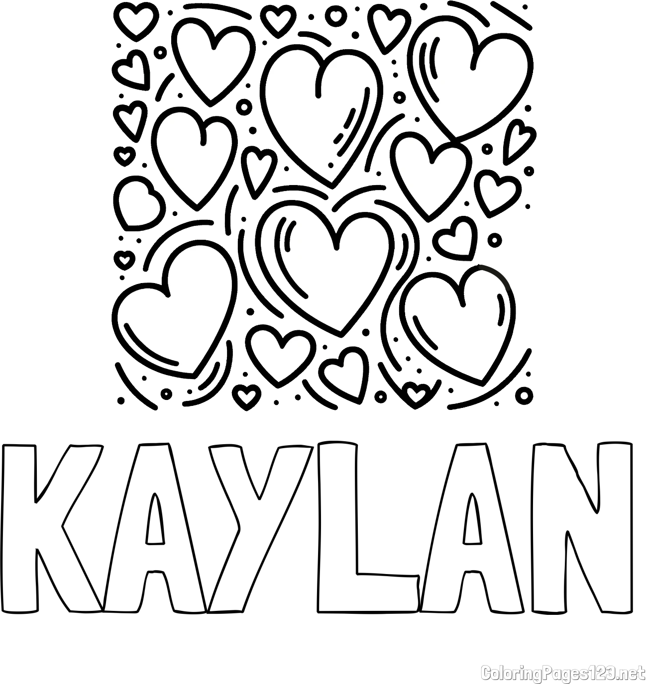 KAYLAN Coloring Page and Free Printable Coloring Page of Hearts