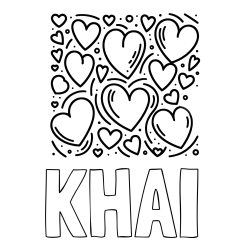 Online Created Coloring Page - KHAI Coloring Page and Free Printable Coloring Page of Hearts