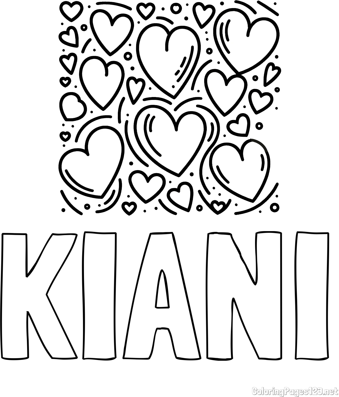 KIANI Coloring Page and Free Printable Coloring Page of Hearts