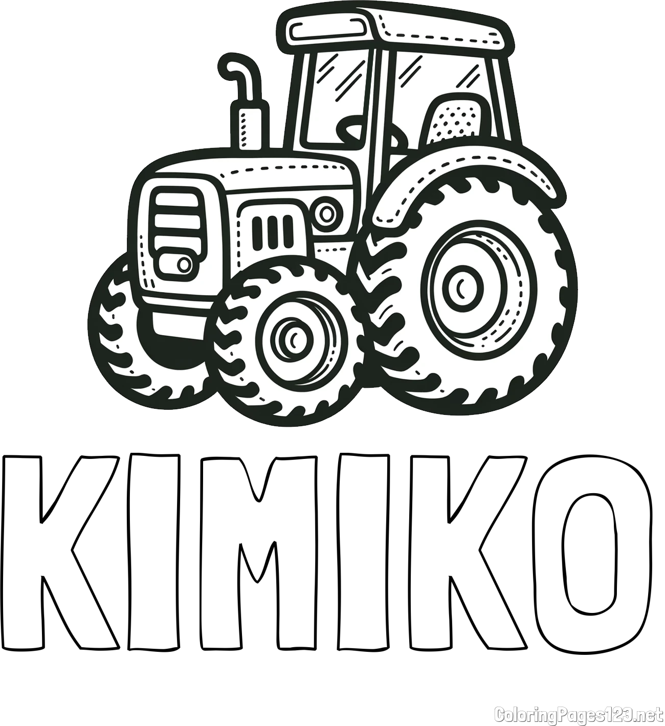 KIMIKO Coloring Page and Beautiful Tractor Coloring Page